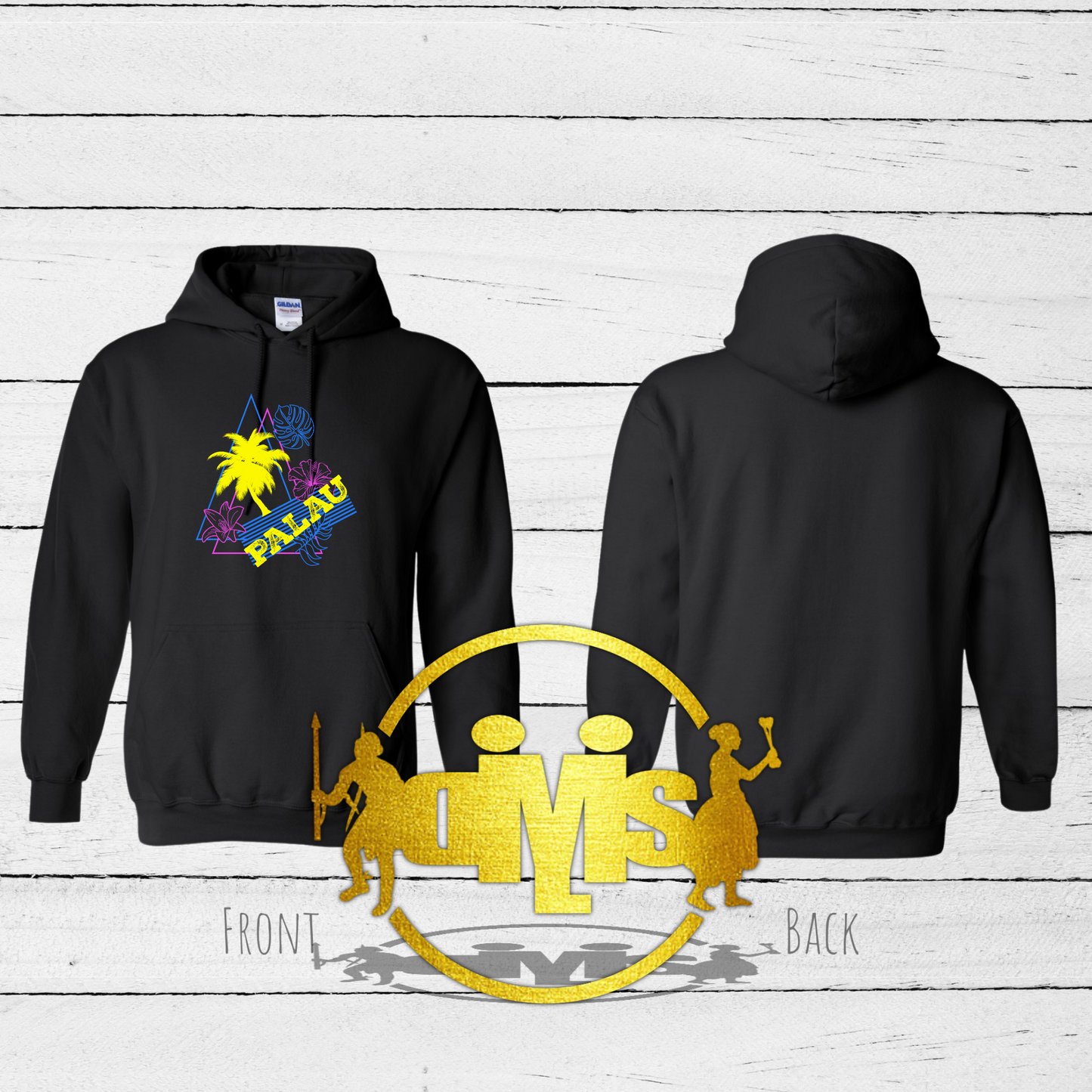 Tri Color Palau Island Scene Pullover Hoodie