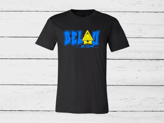 BLUE & YELLOW BELAU MY ISLAND SHIRT