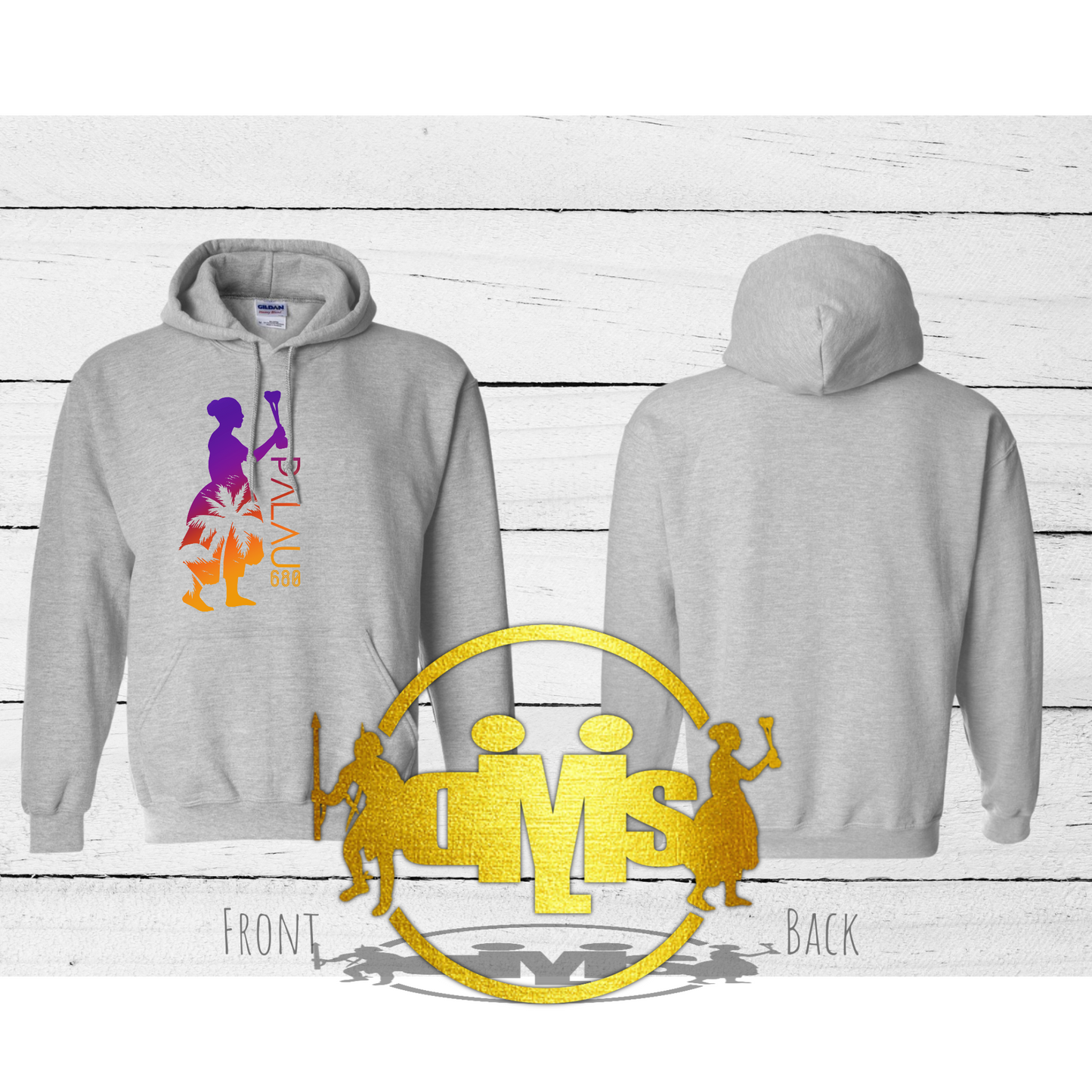 Palau 680 Woman with Coconut Tree Silhouette Hoodie