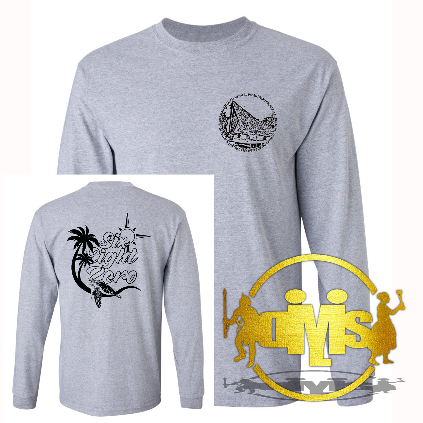 Six Eight Zero Turtle Beach | Front & Back Adult Long Sleeve Shirt