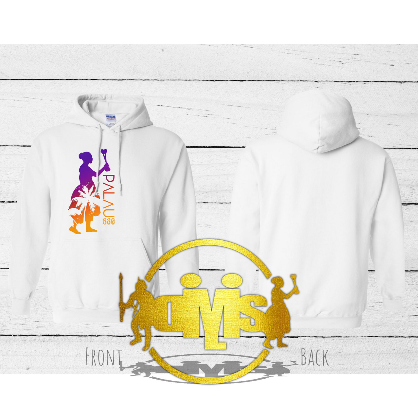 Palau 680 Woman with Coconut Tree Silhouette Hoodie