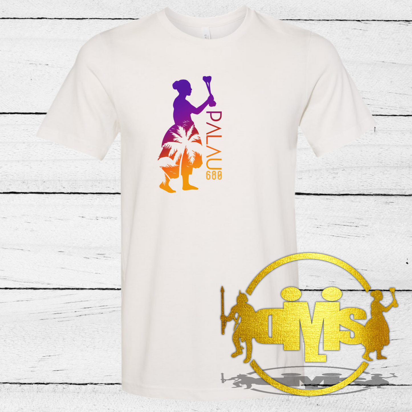 Palau 680 Woman with Coconut Tree Silhouette Shirt