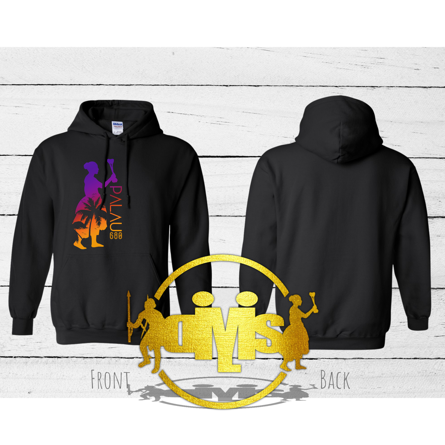 Palau 680 Woman with Coconut Tree Silhouette Hoodie