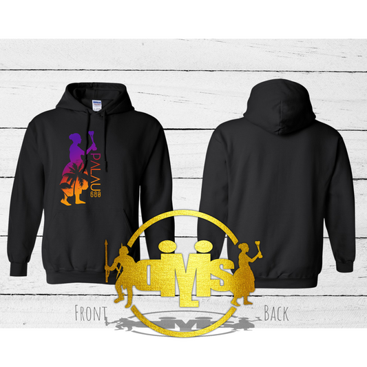 Palau 680 Woman with Coconut Tree Silhouette Hoodie
