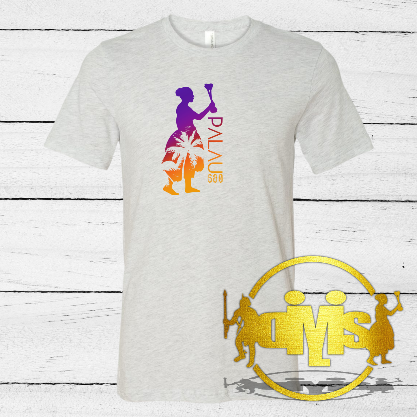 Palau 680 Woman with Coconut Tree Silhouette Shirt