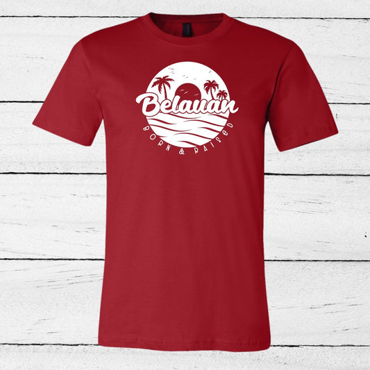 RED BELAUAN BORN & RAISED SUNSET SILHOUETTE SHIRT